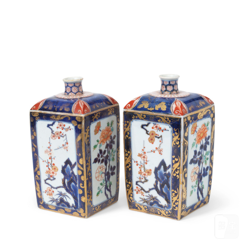 江戶時代 十七世紀晚期 伊萬里酒瓶一對 | A PAIR OF IMARI SQUARE FLASKS, TOKKURI - 图6